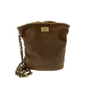 Chanel Mouton Chain Shoulder Bag Brown